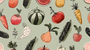 手绘多彩蔬菜水果图案