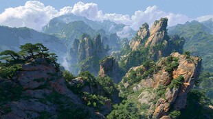 奇峰耸翠的壮丽山景