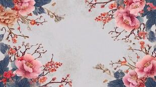 中式花卉边框装饰图案