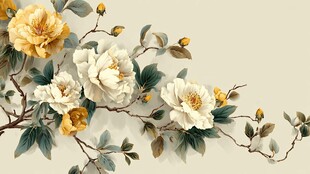 中式花卉装饰画精美画面