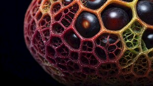 奇异多彩蜂巢状水果特写