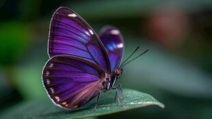 紫蝶停绿叶 梦幻之美