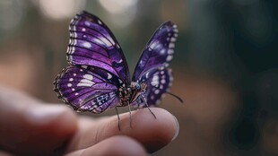 指尖上的紫色梦幻蝴蝶