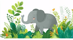 丛林中的可爱小象