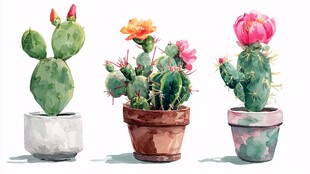 三盆多彩仙人掌盆栽