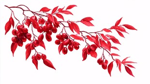 红果红叶枝头俏