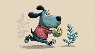 奔跑的狗狗与手中圆球