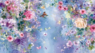 梦幻花海间的蝴蝶飞舞