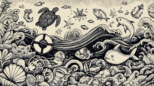 海底奇幻生物手绘插画