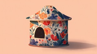 花卉图案宠物小屋