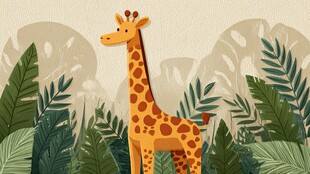 长颈鹿漫步于绿植丛中