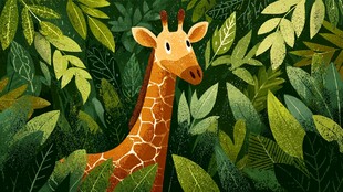 丛林中的可爱长颈鹿