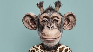 俏皮长耳猴的趣味装扮