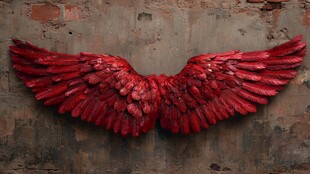 红色羽翼装饰 复古墙面风情