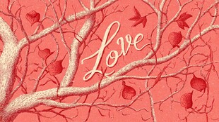 浪漫爱之树插画背景图