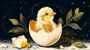 破壳而出的小黄鸡