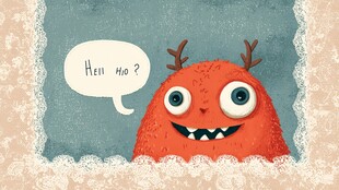 可爱红怪物打招呼