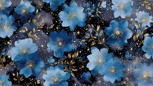 梦幻蓝花星空纹理图案