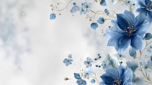 蓝色花卉优雅背景图