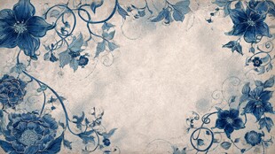 蓝白花卉复古风背景图