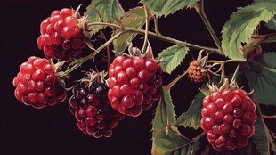 饱满诱人的树莓果实特写