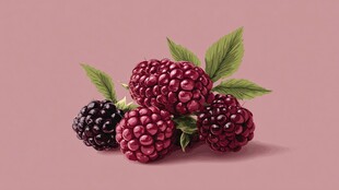 新鲜诱人的桑葚与黑莓