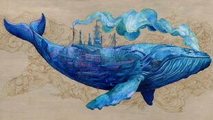 梦幻蓝鲸载着奇幻城堡