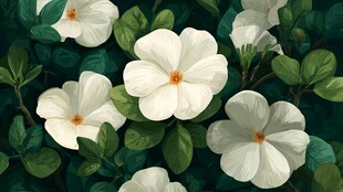 白色花卉与绿叶的美丽组合