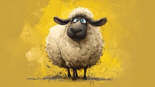 可爱卡通绵羊的趣味形象