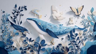 梦幻纸艺海洋生物与花草