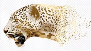 金色豹头艺术插画