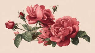 复古风粉色玫瑰精美插画