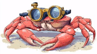 戴护目镜的可爱螃蟹