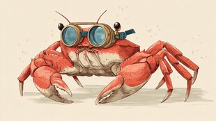 戴护目镜的可爱螃蟹