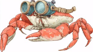戴双筒望远镜的创意螃蟹