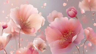 梦幻粉色花卉绽放美景