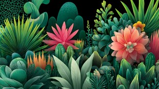 梦幻多彩仙人掌植物景观