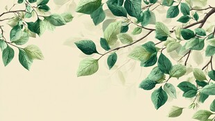 清新绿叶装饰背景图