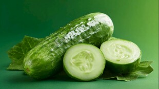 新鲜翠绿的黄瓜及切片