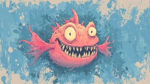 诡异粉色尖牙鱼插画