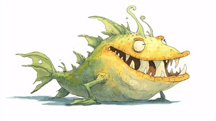 卡通奇幻怪鱼形象展示