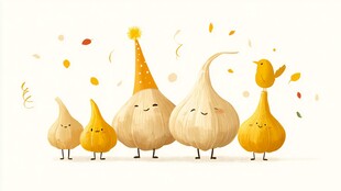 可爱大蒜家族欢乐合影