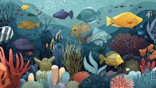 梦幻海底世界的多彩鱼群