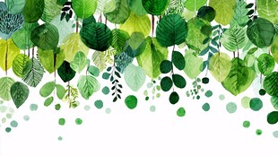 清新绿叶水彩风装饰图案