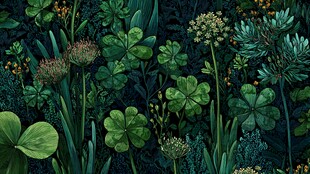 深绿背景下的繁茂植物景观