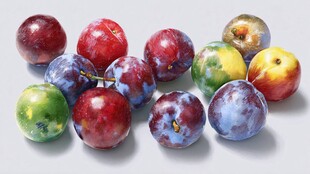 多彩李子展示新鲜诱人