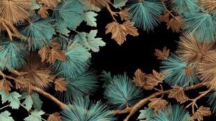 松叶枫叶交织的精美图案