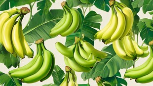 香蕉绿叶无缝图案背景