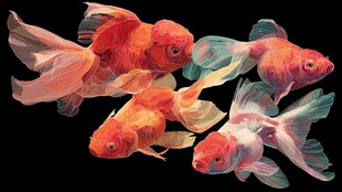 灵动金鱼水中游