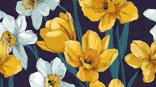 黄色白色花卉图案背景